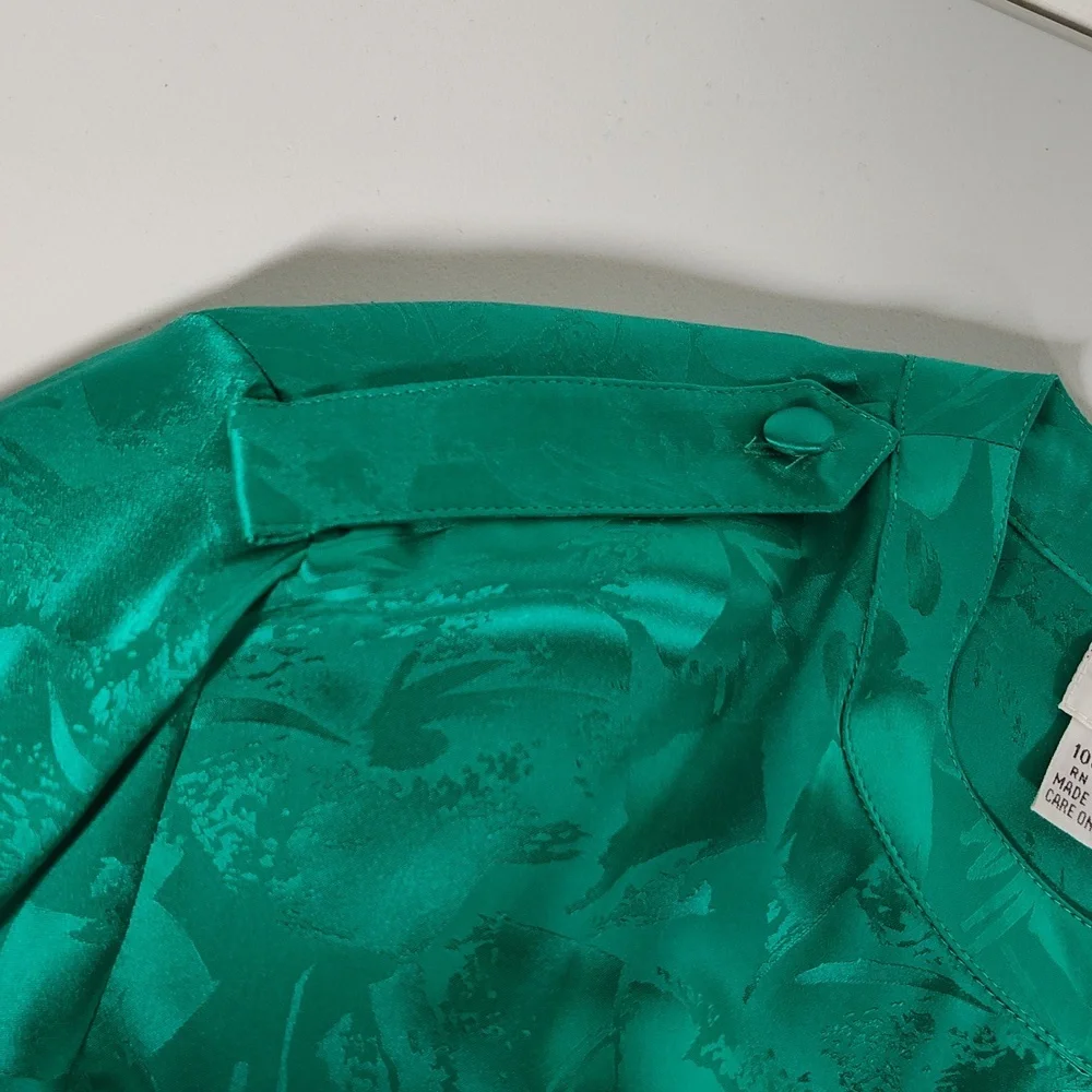Vintage Neiman Marcus 100% silk emerald green skirt‎ set 6